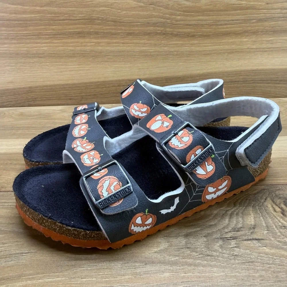 Birkenstock Milano Kids Halloween Sandals 1 EU 32‎ Black Orange Walking Casual